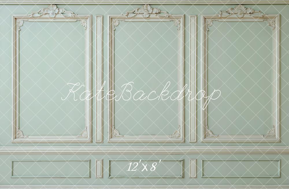 Kate Retro Light Green Ornate Panel Wall Backdrop Designed by Kate Image