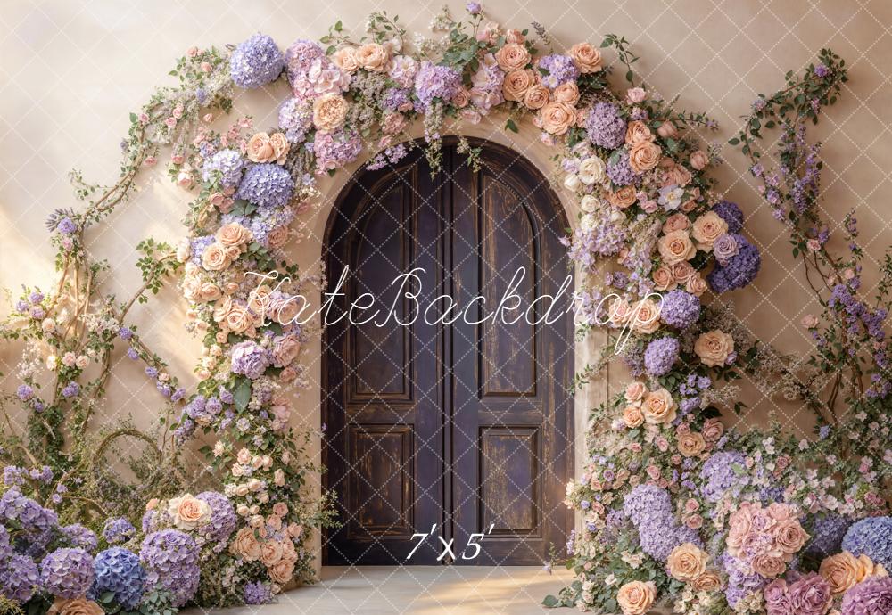 Kate Spring Flower Arch Pastel Roses and Hydrangeas Door Backdrop Designed by Emetselch