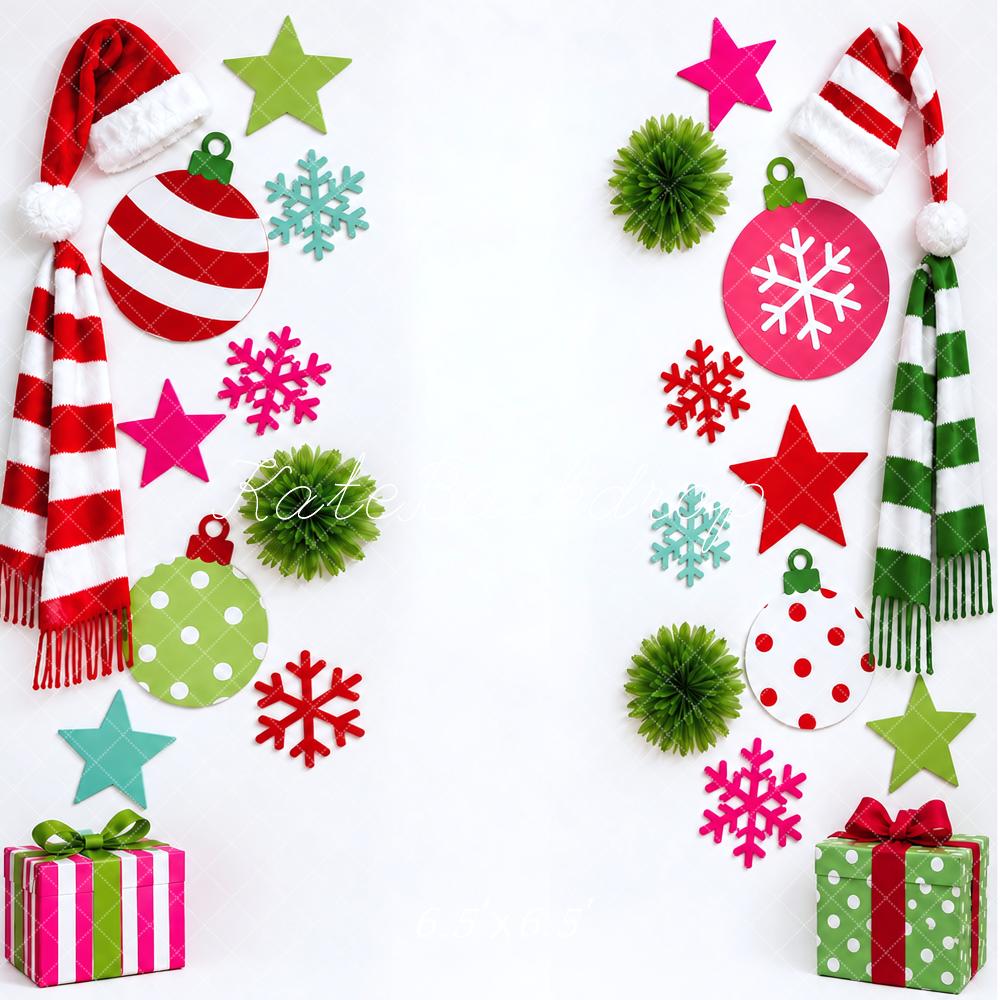 Kate Christmas Hats Scarves Snowflake Ornaments Gifts Printed Backdrop Designed by Vertigo Productions