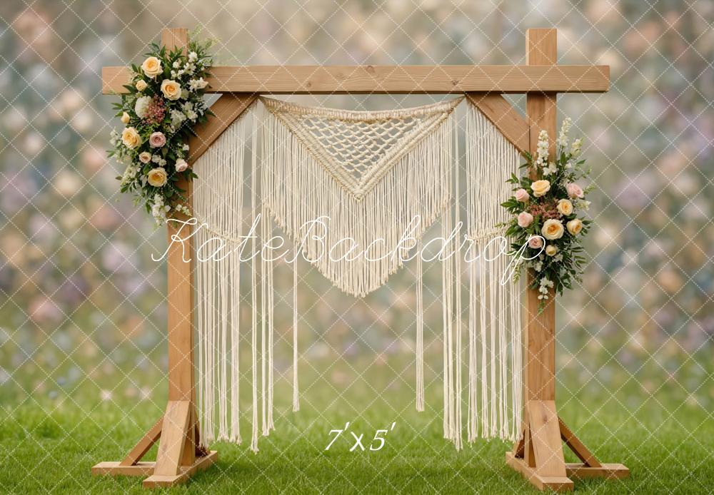 Kate Boho Macrame Flower Arch Garden Backdrop Designed by Mini MakeBelieve