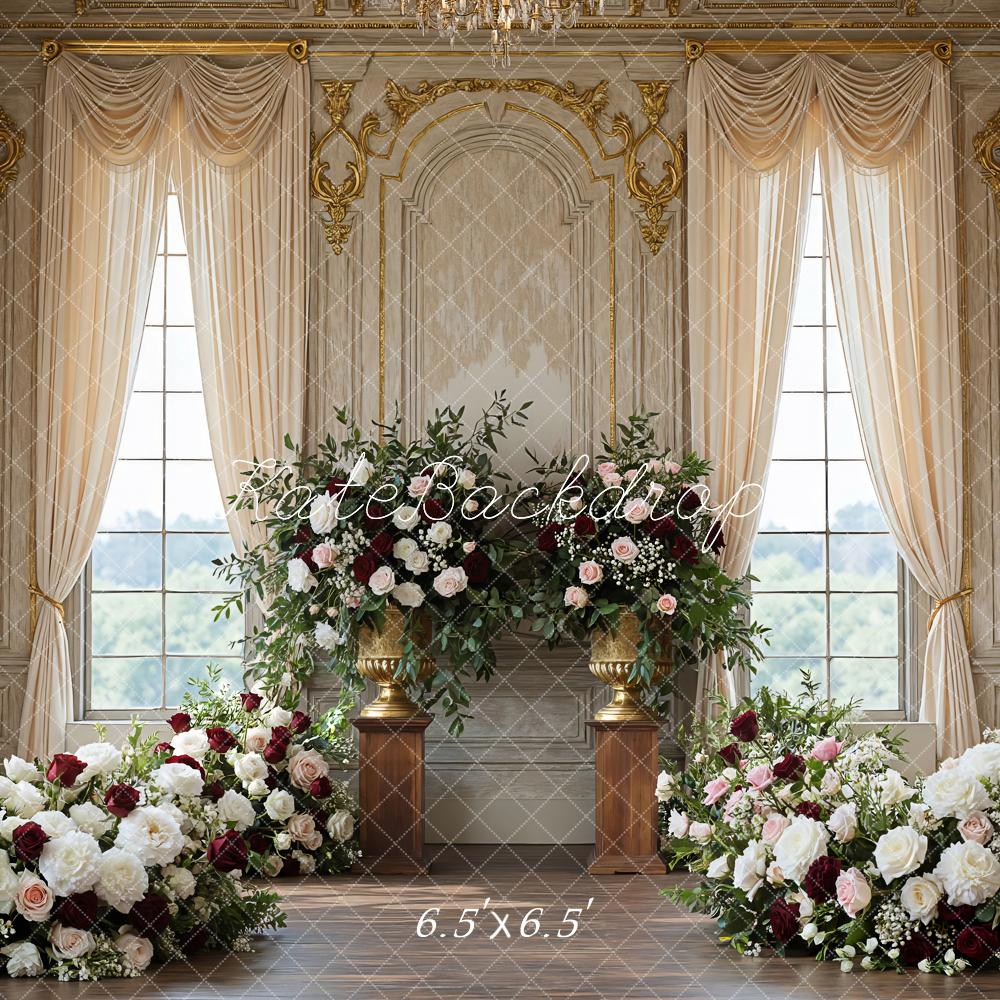 Kate Spring Elegant Ballroom Floral Arrangement Printed Backdrop Designed by Mini MakeBelieve