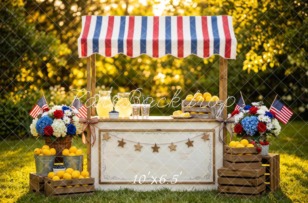 TEST Kate Summer Independence Day Lemonade Stand Canopy Flags Flowers Lemons Printed Backdrop Designed by Patty Roberts