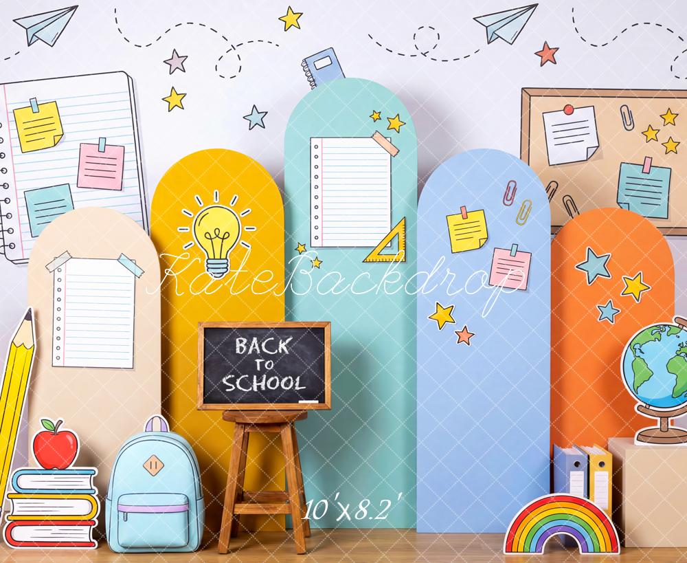 TEST Kate Back To School Classroom Doodle Pencils Books Globe Backpack Printed Backdrop Designed by Patty Roberts