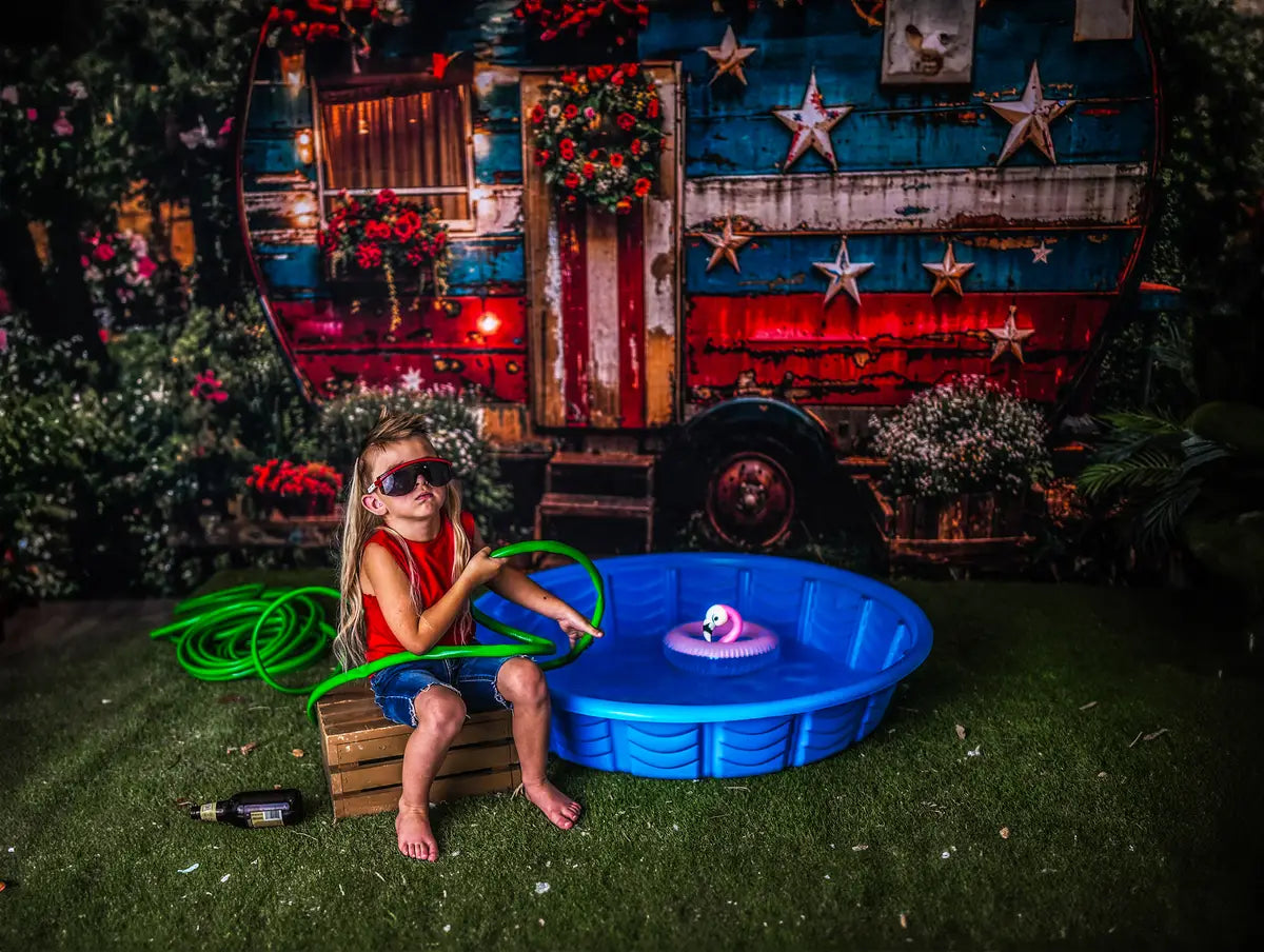 Kate American Independence Day Forest Old RV Backdrop Designed by Emetselch