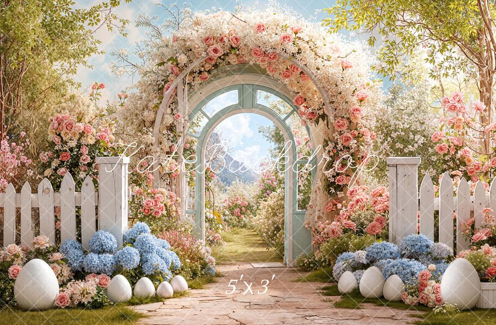 Kate Easter Bunny Flower Arch Pastel Garden Backdrop Designed by Chain Photography