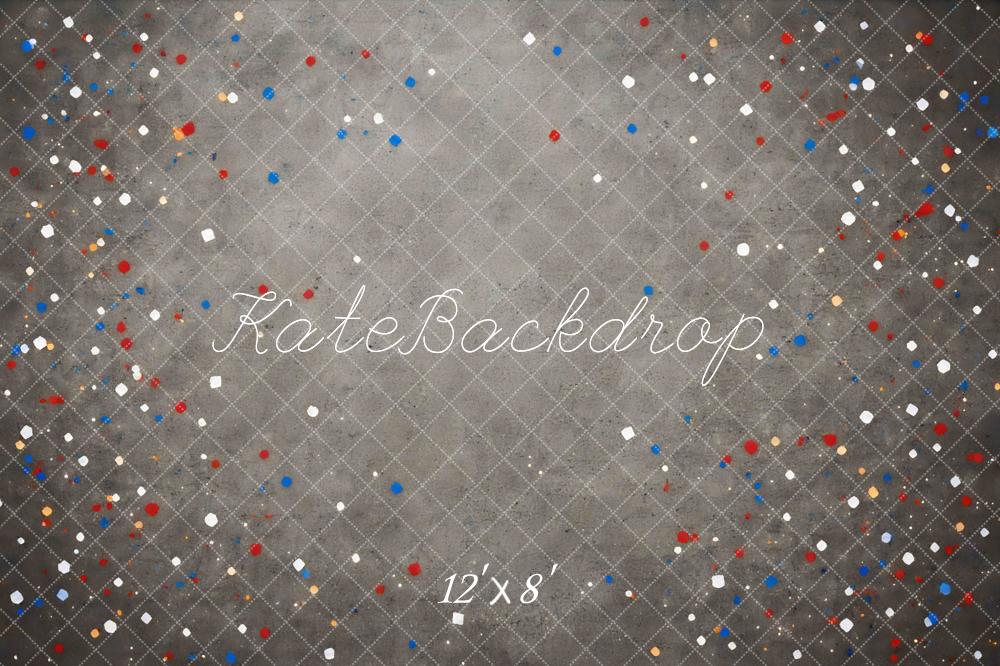 Kate Gray Confetti Grid Printed Backdrop Designed by Mini MakeBelieve