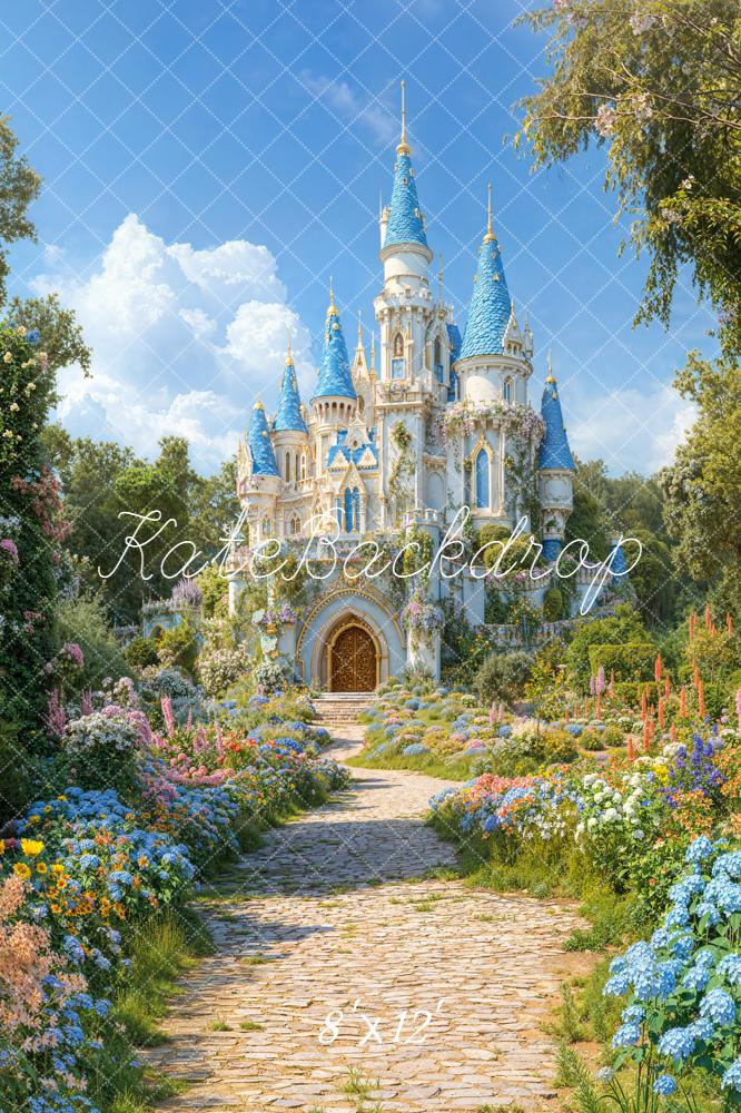 Kate Spring Fairy Castle Garden Cobblestone Path Backdrop Designed by Chain Photography
