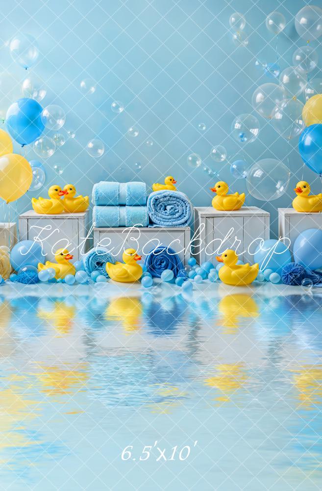 Lightning Deal Kate Baby Shower Cake Smash Duck Yellow Blue Balloons Bath Backdrop Designed by Emetselch