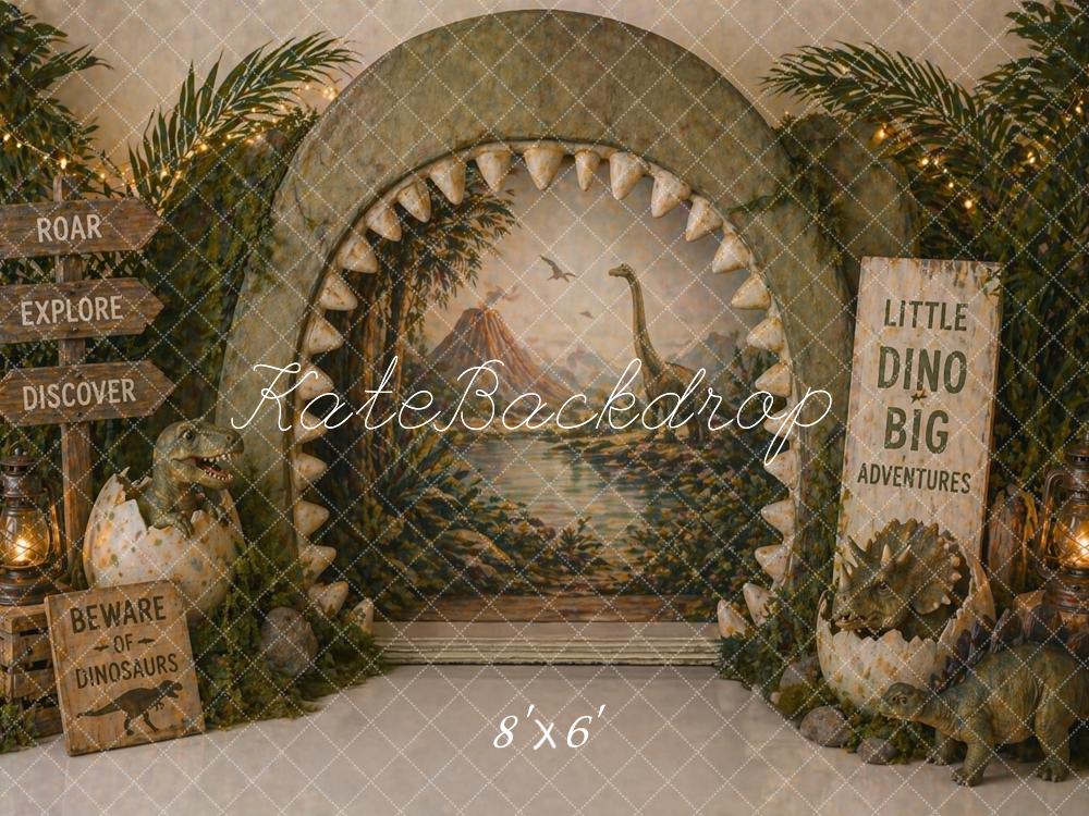 Kate Jungle Adventure Dinosaur Egg Archway Printed Backdrop Designed by Caitlin Lynch
