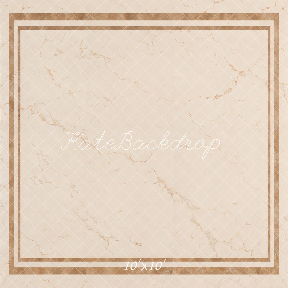 Kate Beige Marble Border Floor Printed Backdrop Designed by Emetselch