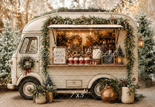 TEST Kate Christmas White Hot Cocoa Truck Garland Printed Backdrop Designed by Emetselch