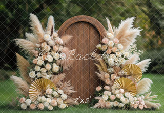 Bohemian Houten Bloemen Boog Bos Foto Achtergrond Designed by Mini MakeBelieve
