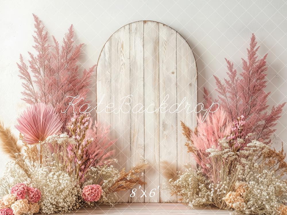 Boho Bloemenboog Pastel Roze Foto Achtergrond Designed by Patty Roberts