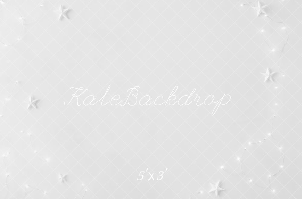 Kate White Origami Stars String Lights Floor Printed Backdrop Designed by Mini MakeBelieve