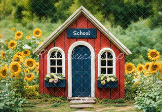 Ritorno a Scuola Red House Sunflower Backdrop Designed by Emetselch