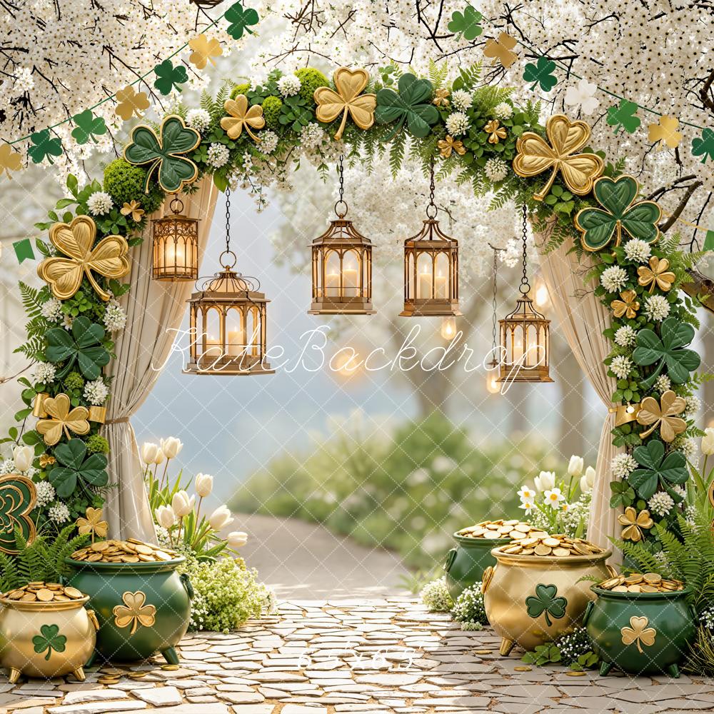 TEST Kate Shamrock St. Patrick's Day Flower Arch Gold Pot of Gold Backdrop Designed by Emetselch