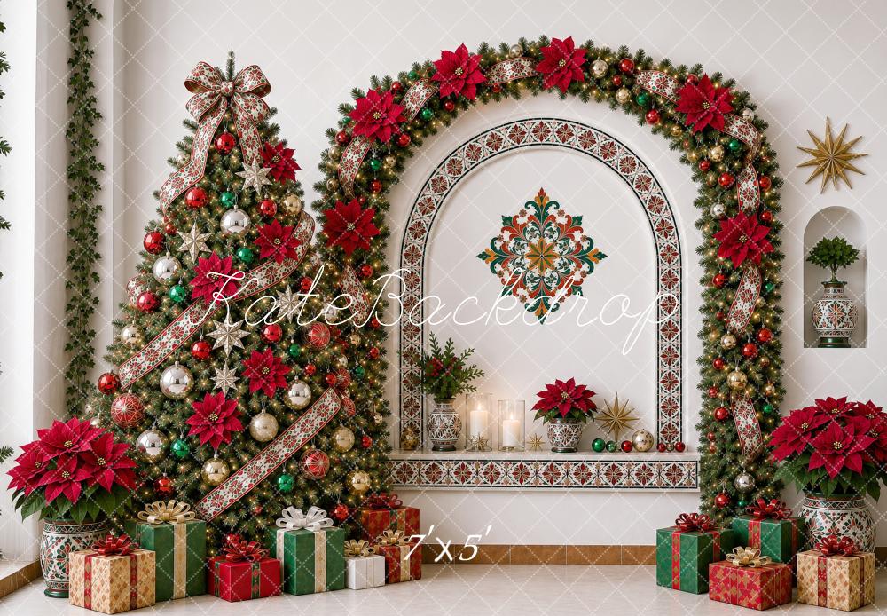 Kate Mexican Christmas Tree Garland Arch Mantel Gift Printed Backdrop Designed by Shutter Swan Studios