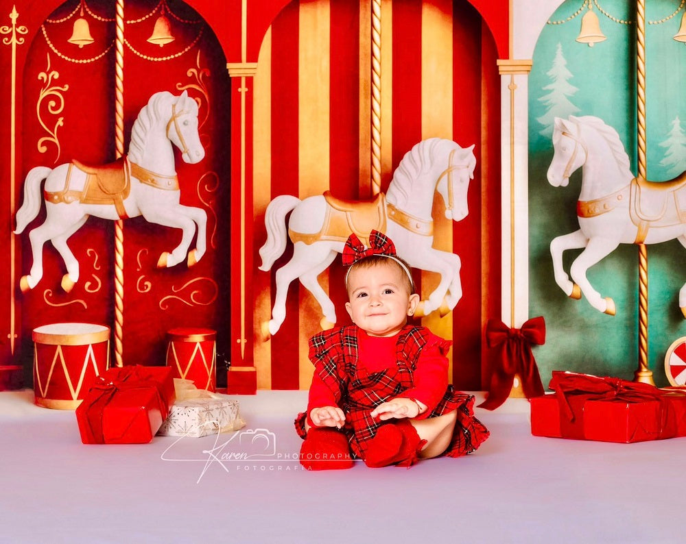 Fondo de Caballos de Carrusel de Circo de Navidad Diseñado por Patty Roberts