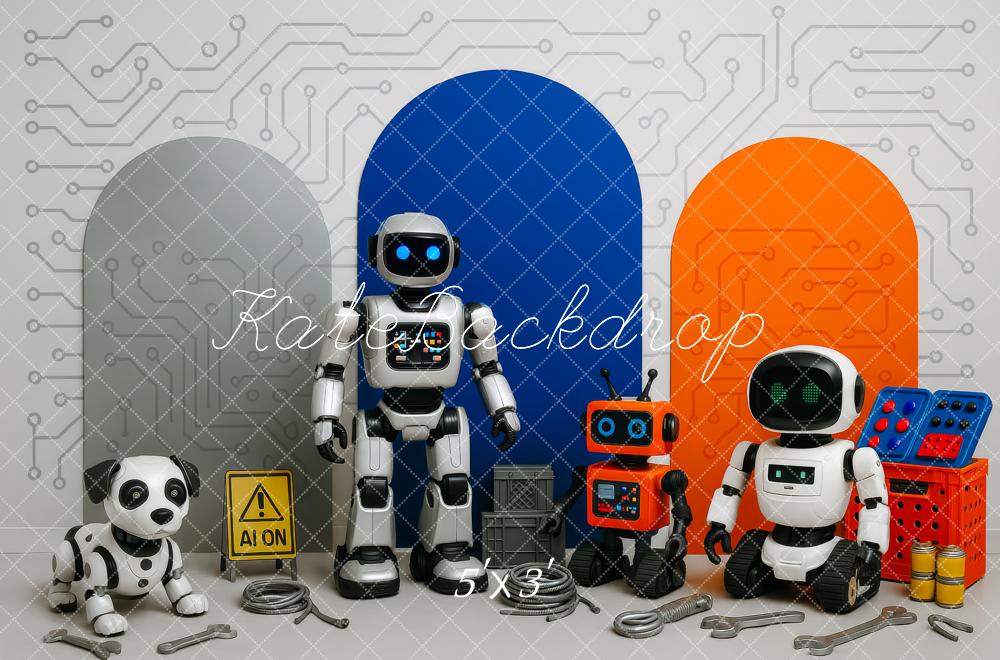 Kate Birthday Futuristic Robot Circuit Science Backdrop Designed by Patty Roberts