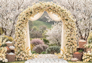 Kate Easter Bunny Flower Arch Basket Blossoms Printed Backdrop Designed by Mini MakeBelieve