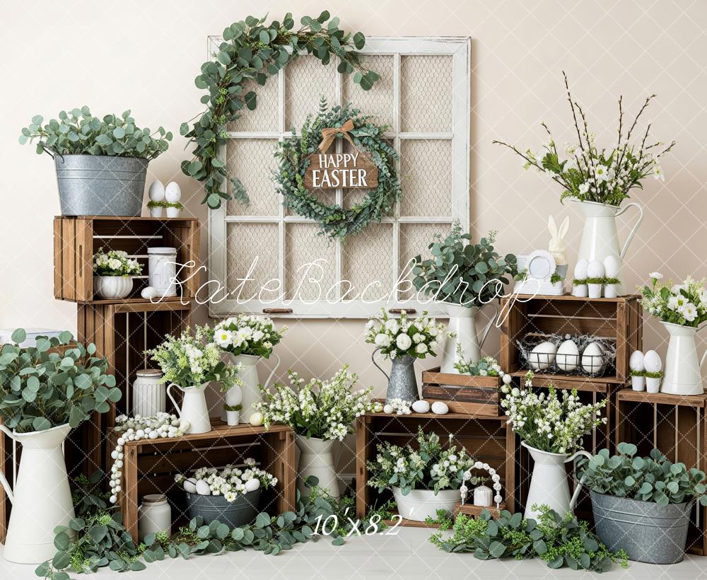 Kate Easter Greenery Wooden Crates Flowers Backdrop Designed by Patty Roberts