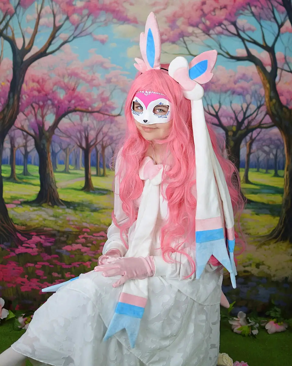 Fondo de árboles en flor rosa de primavera diseñado por Megan Leigh Photography