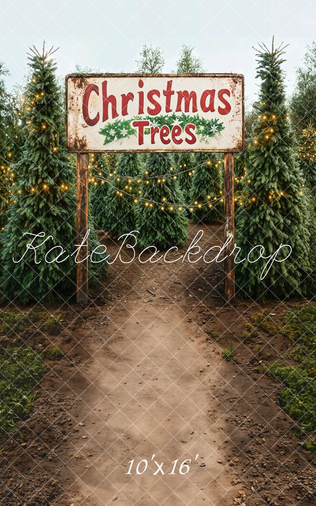 Kate Christmas Trees Farm Path Backdrop Designed by Emetselch