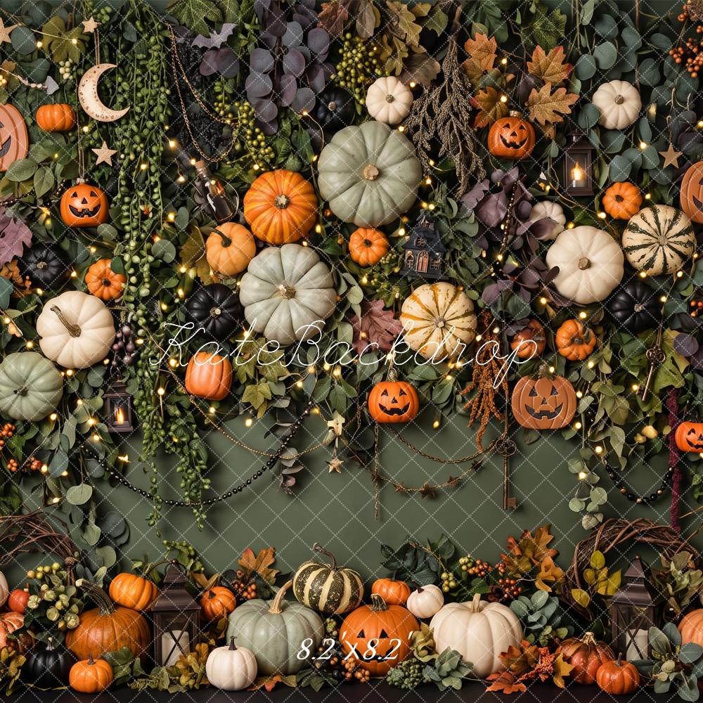 Kate Halloween Pumpkin Foliage Wall Leaves Printed Backdrop Designed by Patty Roberts