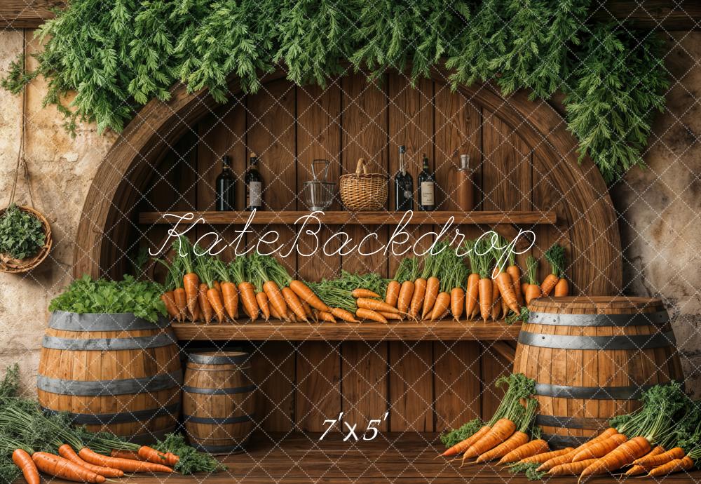 Rustic Carrot Market Wooden Shelf Backdrop