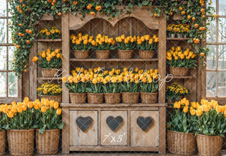 Sfondo per mensola di fiori tulipano rustico primaverile Designed by Emetselch