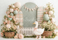 Kate Cake Smash Silly Goose Flower Arch Plaid Balloons Picket Fence Printed Backdrop Designed by Emetselch