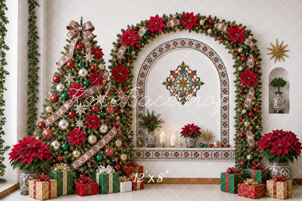 Kate Mexican Christmas Tree Garland Arch Mantel Gift Printed Backdrop Designed by Shutter Swan Studios