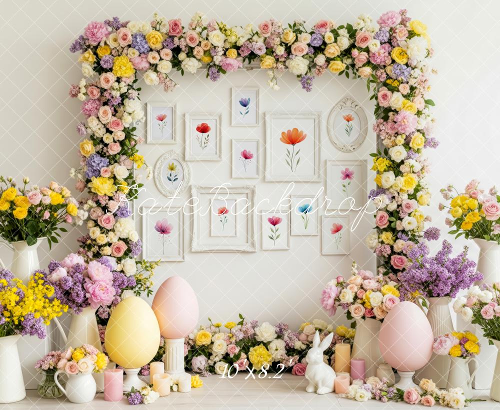 Kate Easter Bunny Flower Arch Pastel Eggs Backdrop Designed by Patty Roberts