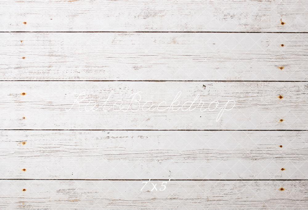 Kate White Rustic Wood Plank Floor Printed Backdrop Designed by Mandy