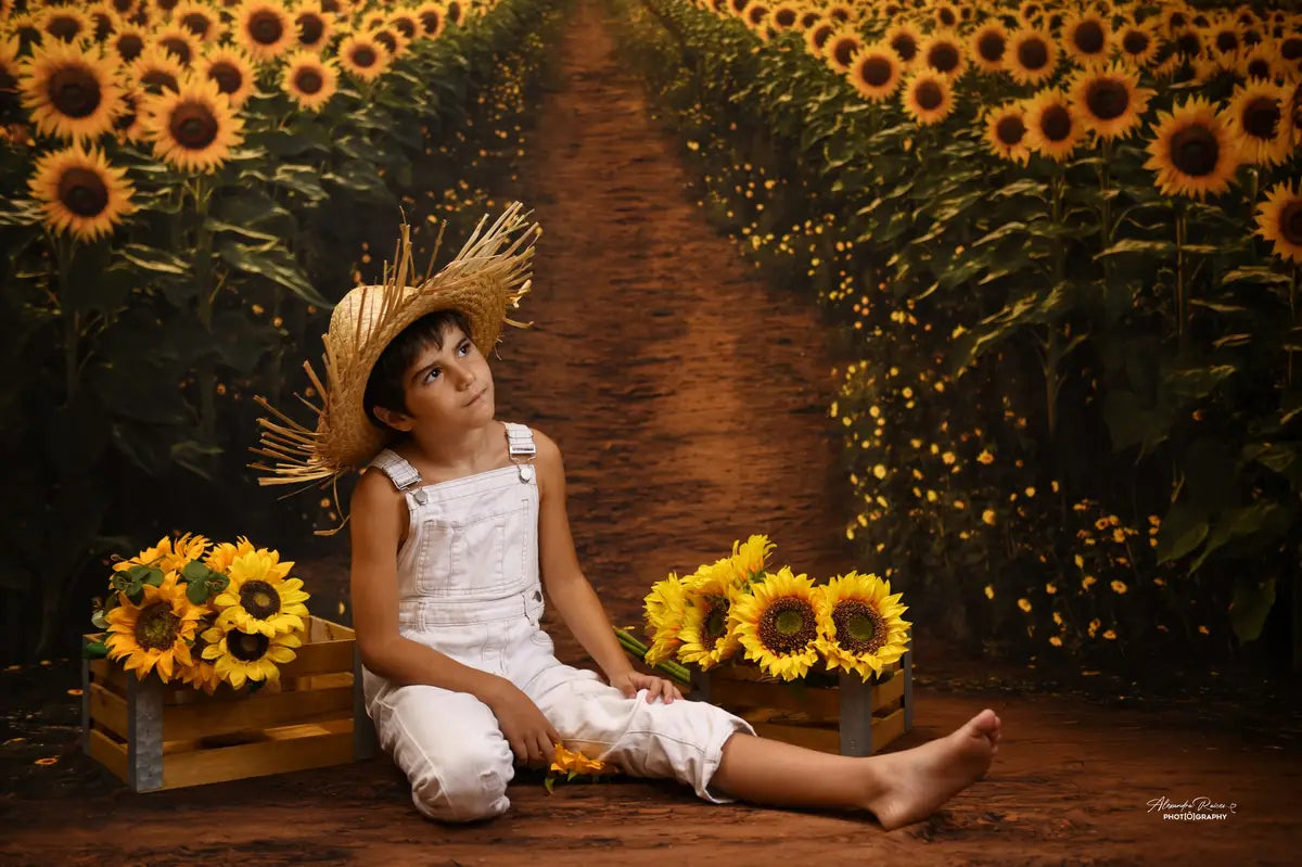 Fondo de camino de campo de girasoles de verano Designed by Emetselch
