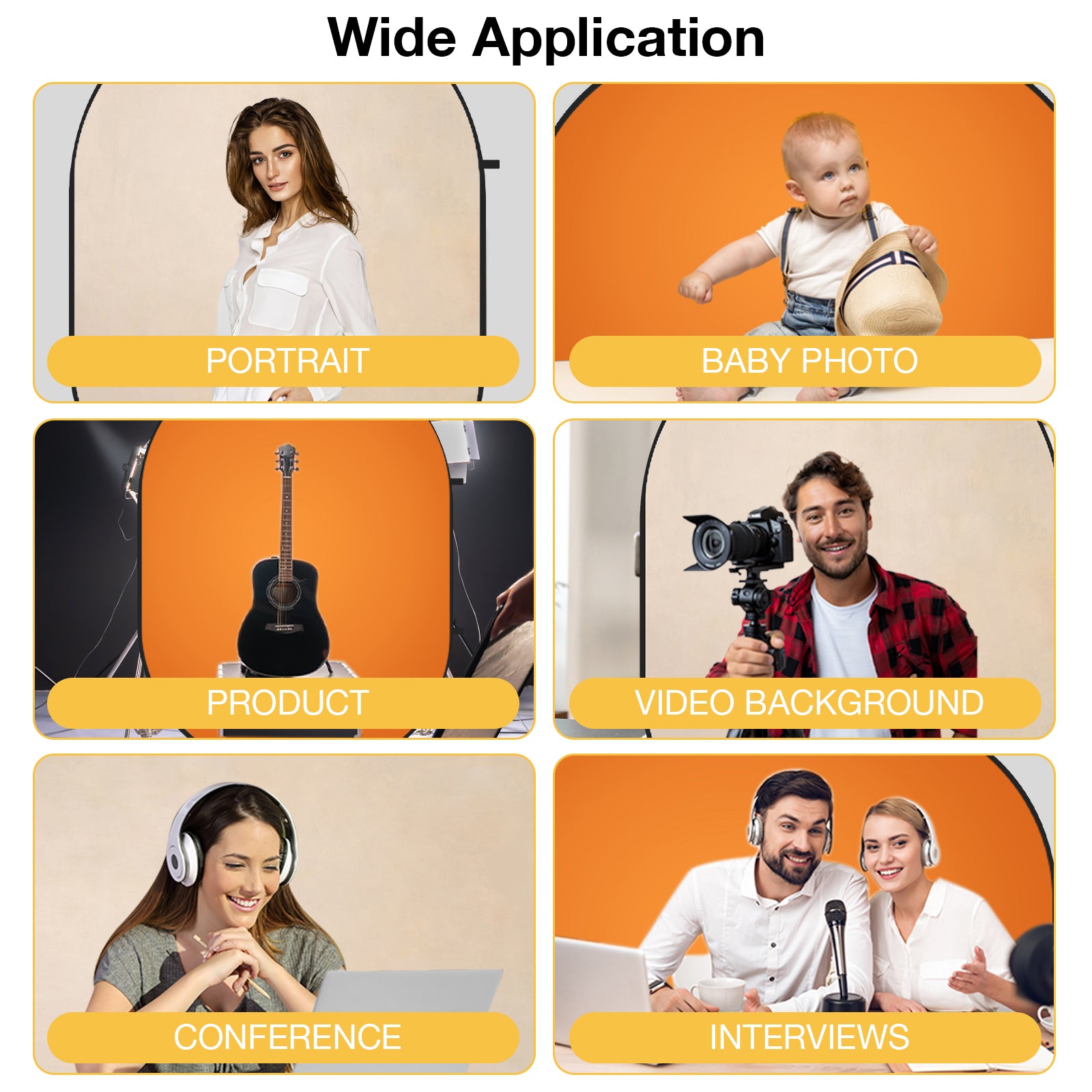 RTS Kate Solid Orange/ Ivory Microfiber Collapsible Backdrop for Photography 5X6.5ft(1.5x2m) (US Only)