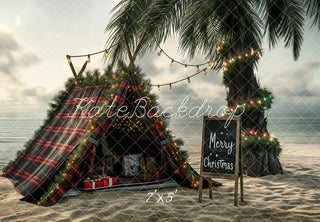 Kate Christmas Beach Tent Cloudy Printed Backdrop Designed by Kerry Anderson