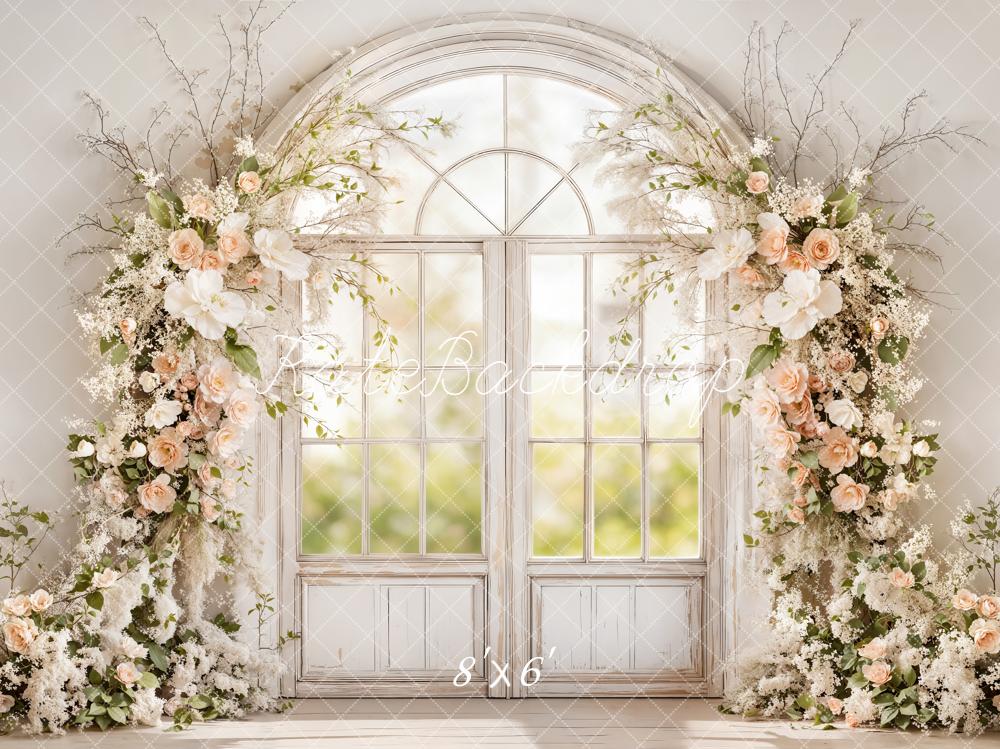 Kate Spring Flower Arch White Window Backdrop Designed by Emetselch