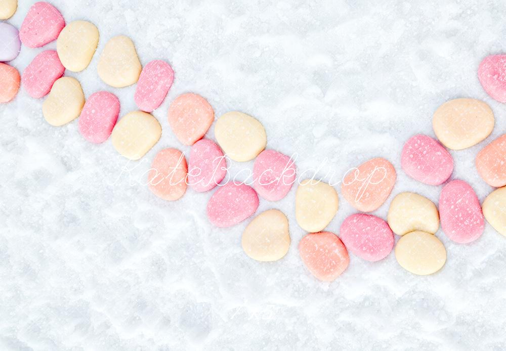 Kate Pastel Candy Hearts Snow Texture Floor Backdrop Designed by Patty Roberts