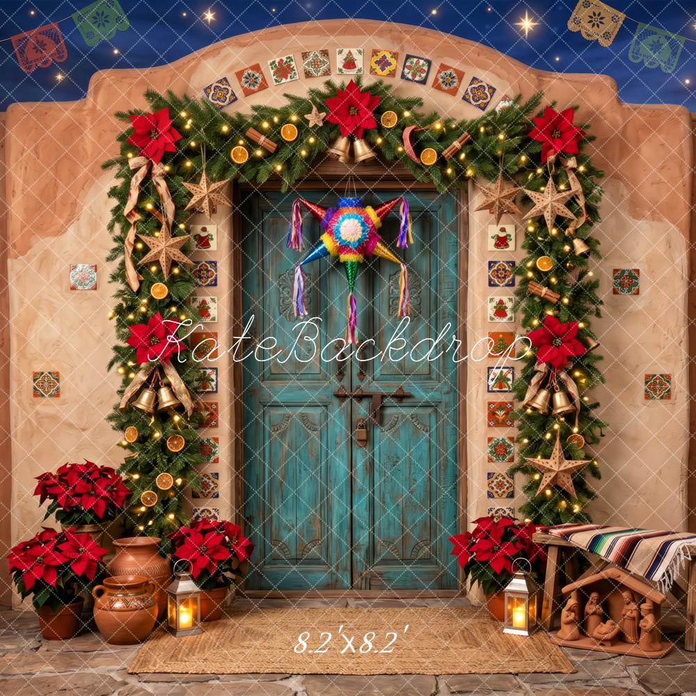 Kate Mexican Christmas Garland Doorway Printed Backdrop Designed by Patty Roberts