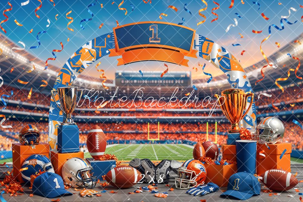 Kate Sports Football Stadium Arch Trophies Helmets Printed Backdrop Designed by Chain Photography