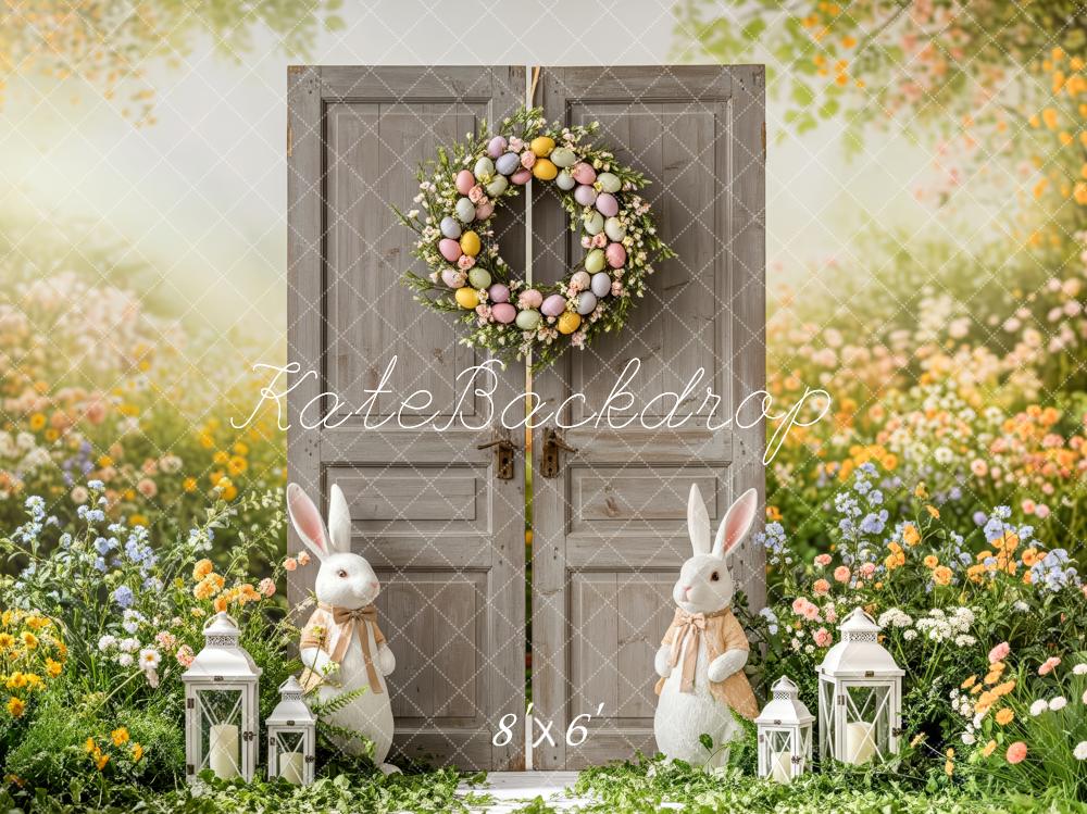 Kate Easter Bunny Door Egg Wreath Floral Garden Backdrop Designed by Patty Roberts