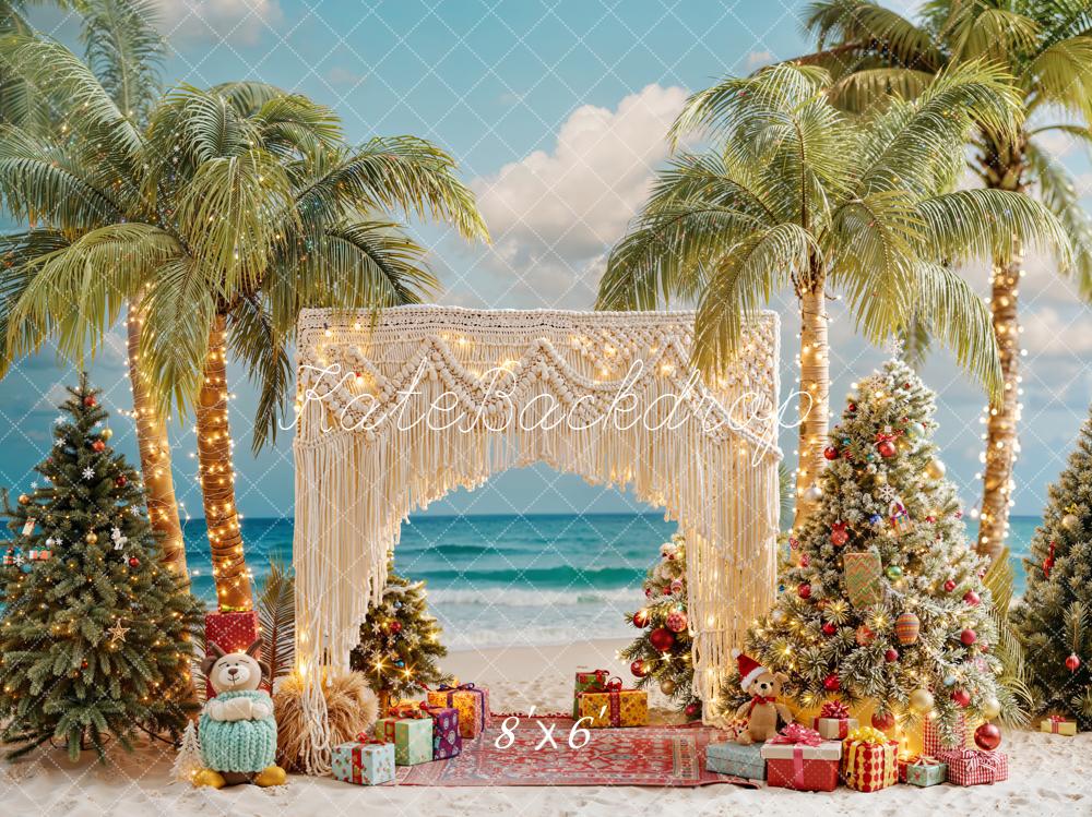 Kate Christmas Beach Boho Palm Trees Macrame Arch Gifts Backdrop Designed by Emetselch