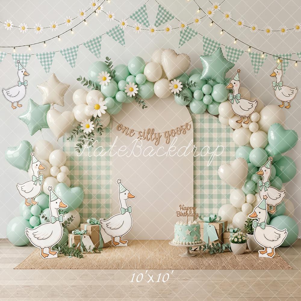 Kate Cake Smash Balloon Arch Daisy Silly Goose Birthday Backdrop Designed by Emetselch