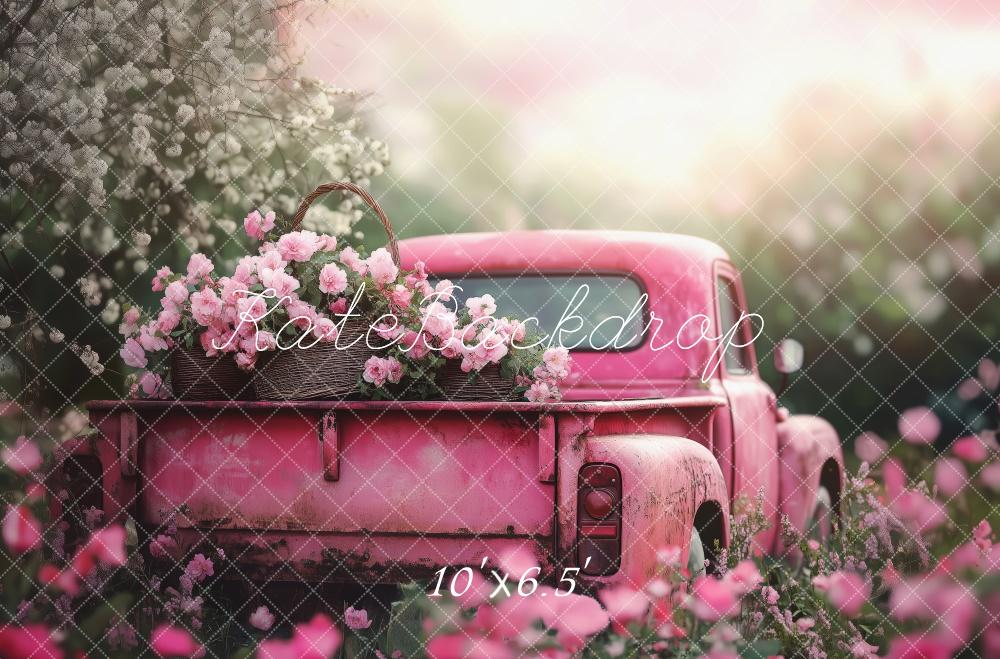 Valentine Pink Truck Flower Garden Foto Achtergrond Designed by Patty Roberts