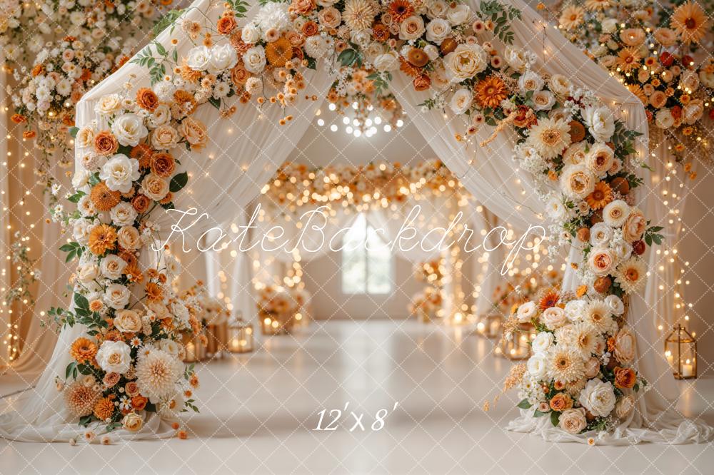 Kate Romantic Flower Arch Lanterns Warm White Backdrop Designed by Emetselch