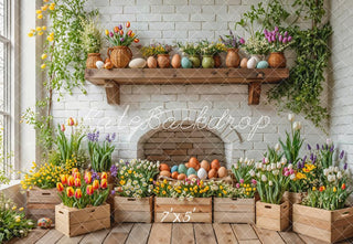 Kate Easter Floral Eggs Wooden Crates Printed Backdrop Designed by Emetselch