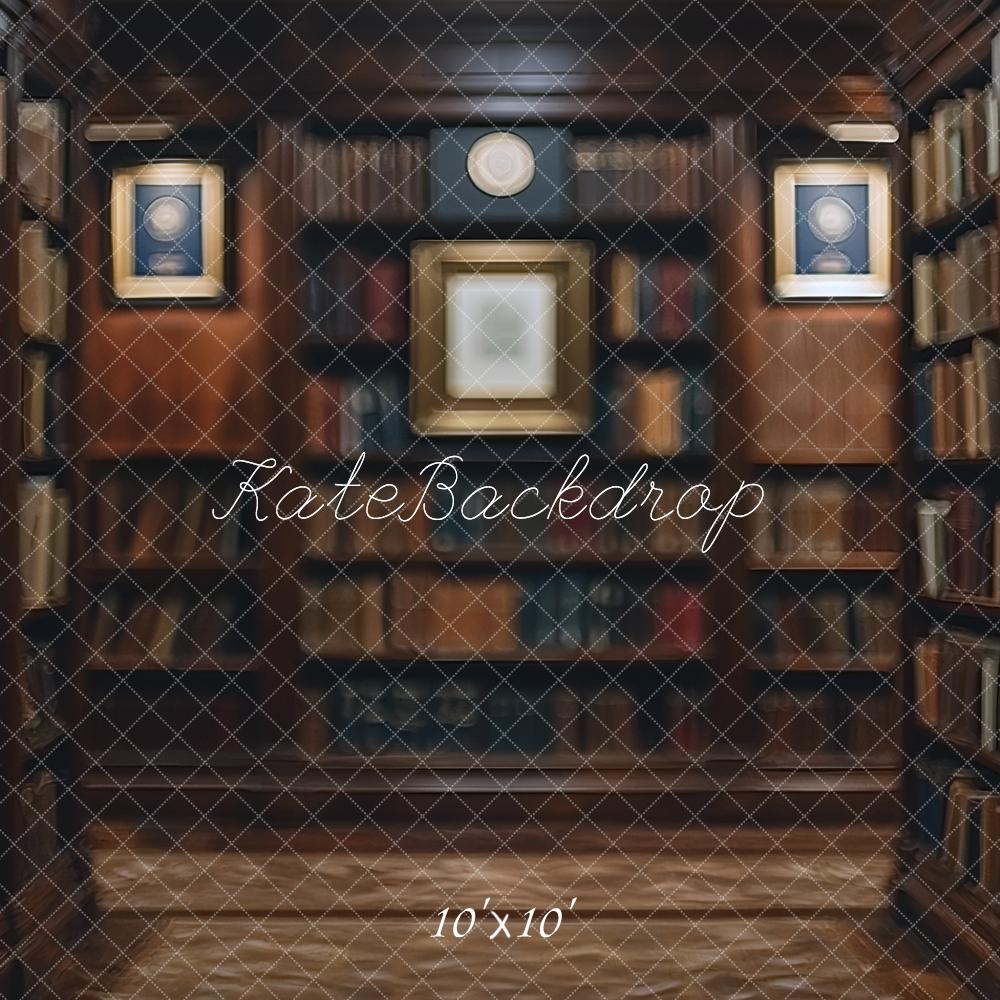 Kate Vintage Library Bookshelf Blurry Backdrop Designed by Mini MakeBelieve