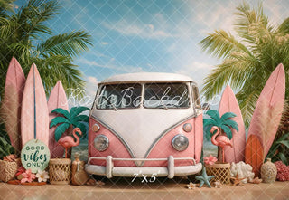 Kate Summer Beach Van Surfboards Printed Backdrop Designed by Ashley Paul