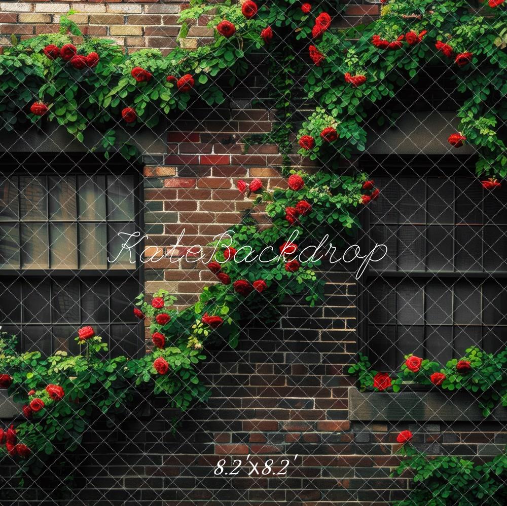 Sfondo Vintage Primaverile Verde con Rose